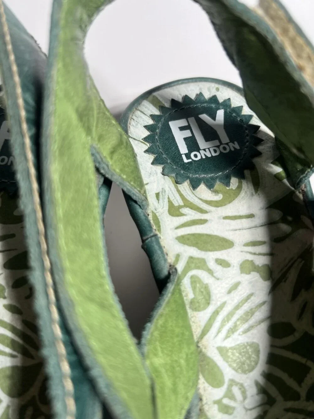 Fly London Leather Slip On Wedge Shoes Olive Green Women’s EU 37 US 6